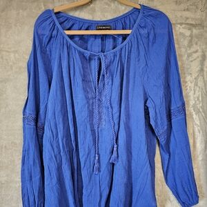 NWOT Lane Bryant Royal Blue Gauze Blouse Sz 22/24